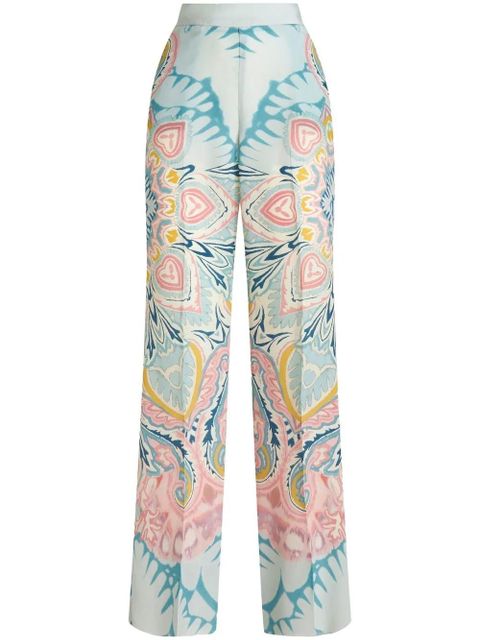 ETRO paisley-print satin-finish trousers - Blue - zdjęcie produktu nr 1