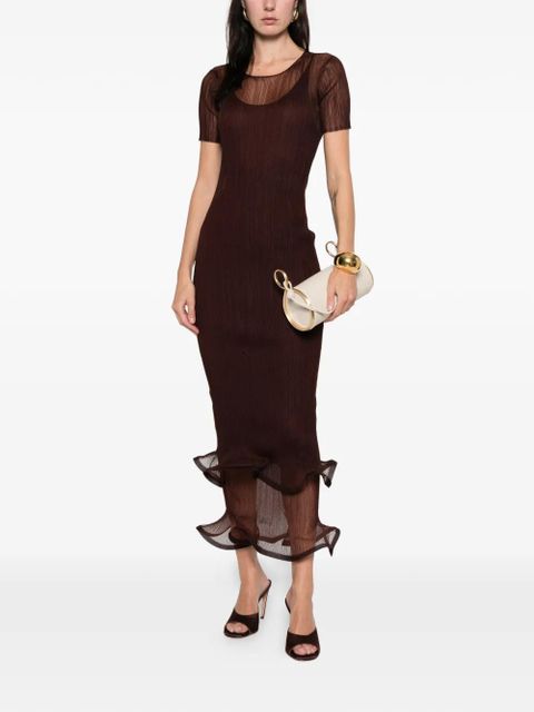 Simkhai ruffled selena midi dress - Brown