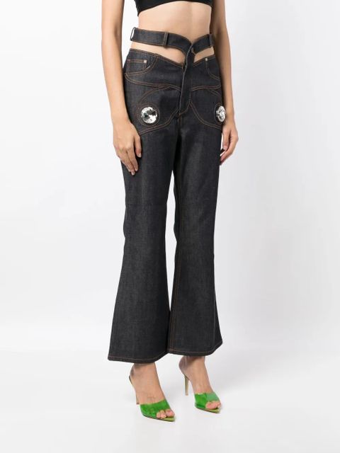 AREA Butterfly cut-out flared jeans - Blue