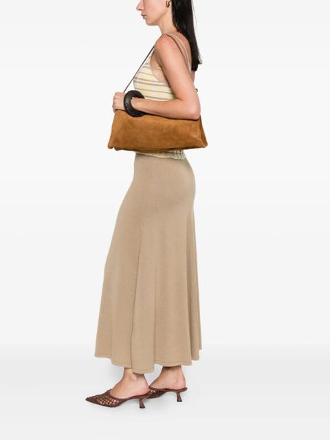 STAUD Harlow knotted-strap suede shoulder bag - Brown