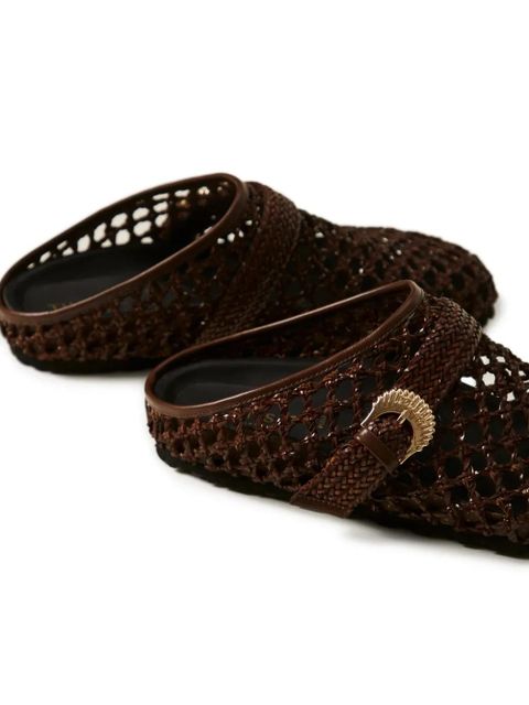 TWINSET woven buckled mules - Brown