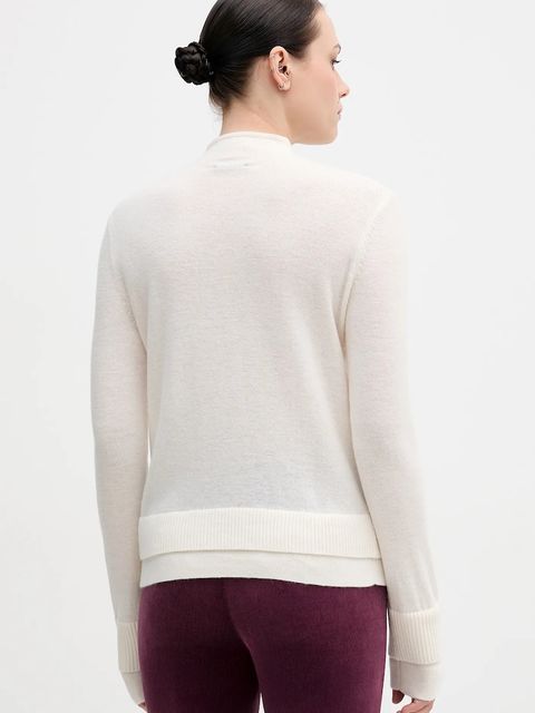 Sisley sweter z dodatkiem wełny damski kolor beżowy lekki z półgolfem 122WL202B - zdjęcie produktu nr 2