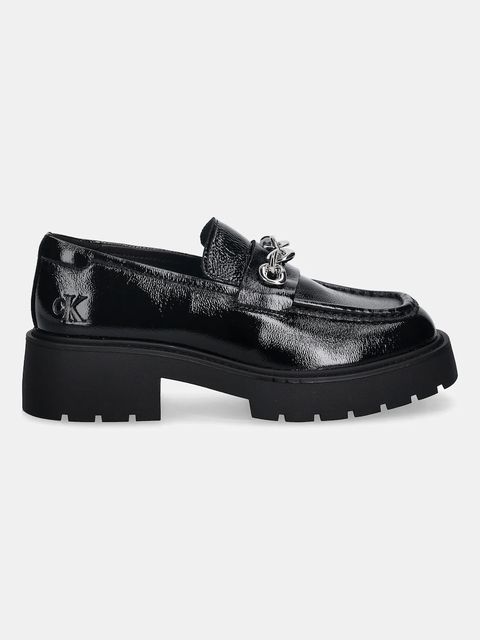 Calvin Klein mokasyny skórzane CHUNKY LOAFER HDW LTH damskie kolor czarny na platformie YW0YW02044