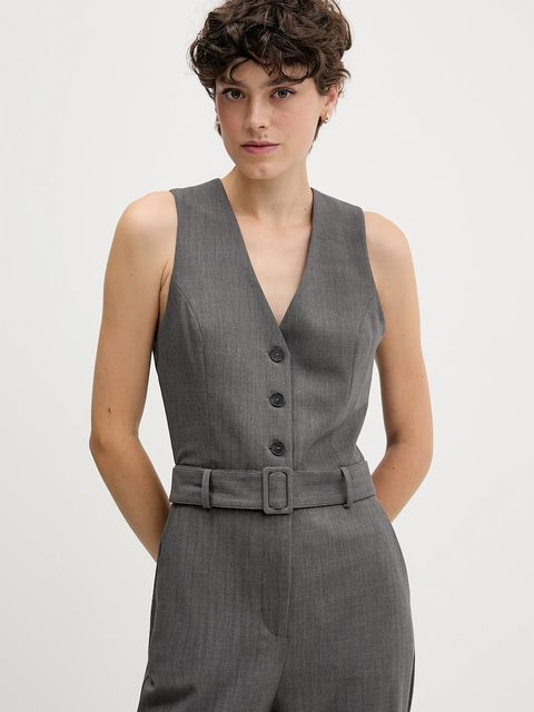 Sisley kombinezon kolor szary z dekoltem w szpic 41NDLT00P