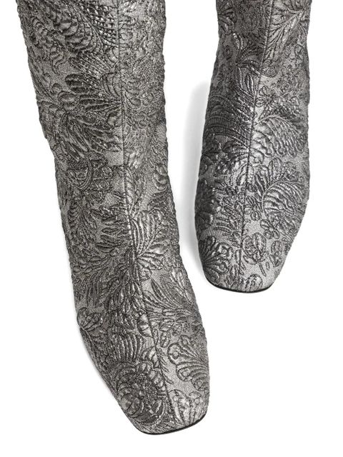 Dolce & Gabbana 30mm brocade block-heel boots - Silver - zdjęcie produktu nr 2