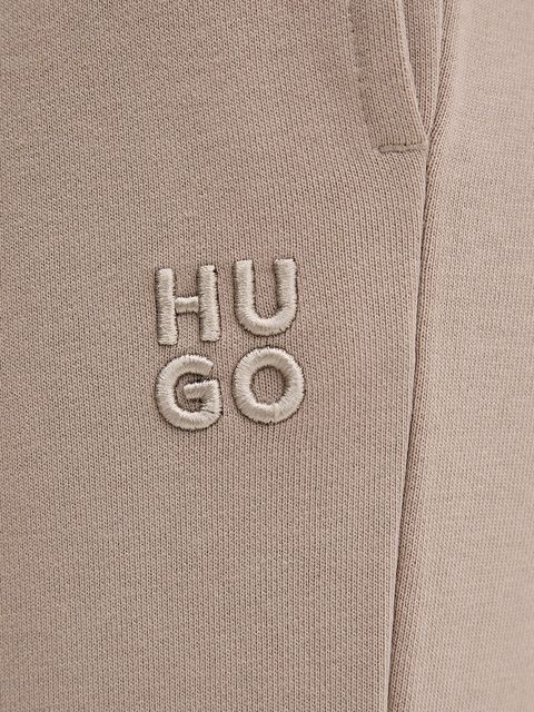 HUGO spodnie dresowe bawełniane kolor beżowy gładkie 50522417