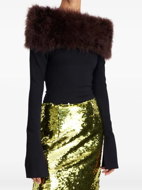 16Arlington Canter feather long-sleeve top - Black