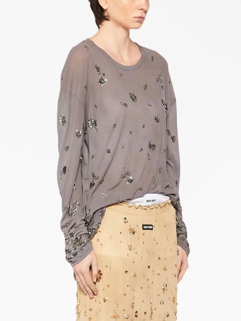 Miu Miu sequin-embellished jersey dress - Grey