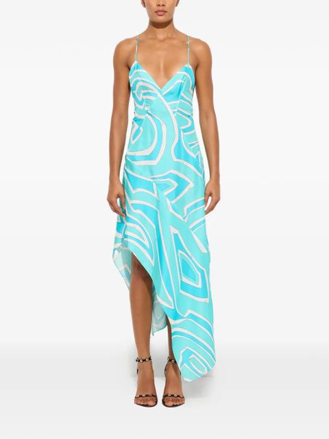 PUCCI Labirinto-print silk dress - Blue