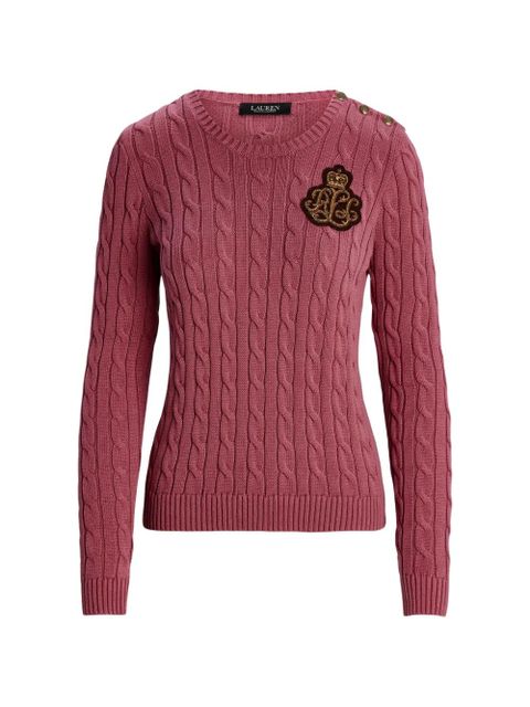 Lauren Ralph Lauren cable-knit embroidered sweater - Pink - zdjęcie produktu nr 1