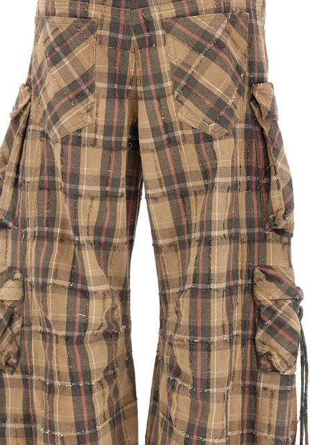 The Attico checked multi-pocket trousers - Brown