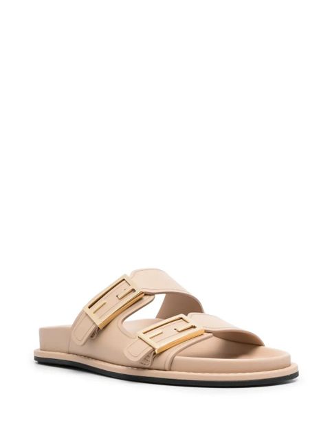 FENDI Fendi Feel logo-buckle slides - Neutrals