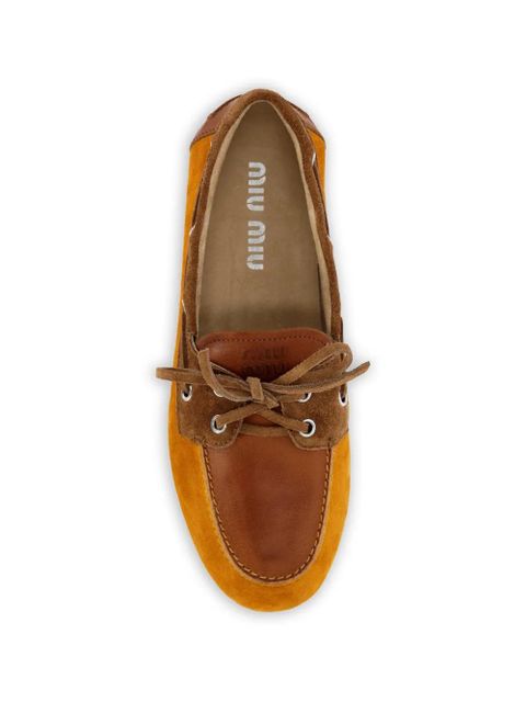 Miu Miu faded bow leather loafers - Neutrals