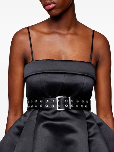 GANNI belted spaghetti-strap mini dress - Black