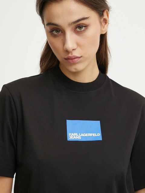 Karl Lagerfeld Jeans t-shirt bawełniany damski kolor czarny A1W17006