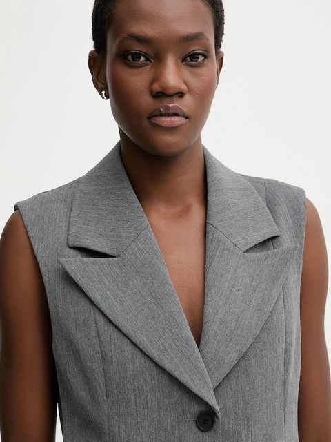 AllSaints kamizelka ASTRA kolor szary jednorzędowa W043QD