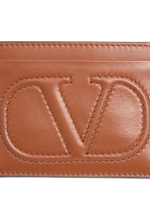 Valentino Garavani VLogo Walk calfskin card holder - Brown