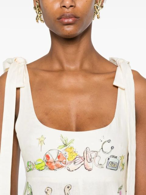 ALEMAIS graphic-print midi dress - Neutrals