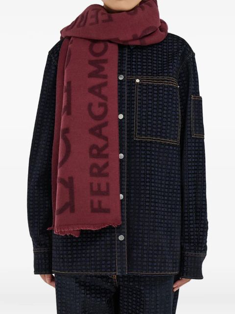 Ferragamo Gancini jacquard logo scarf - Red
