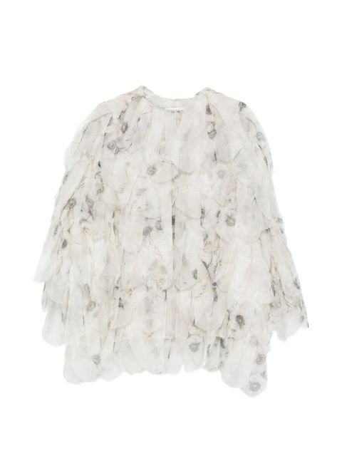 Max Mara Chiffon floral ruffled jacket - White - zdjęcie produktu nr 1