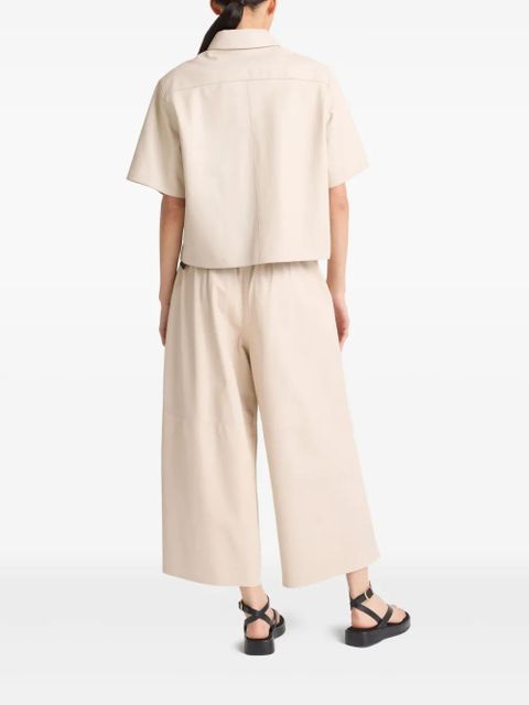 Yves Salomon cropped leather overshirt - Neutrals