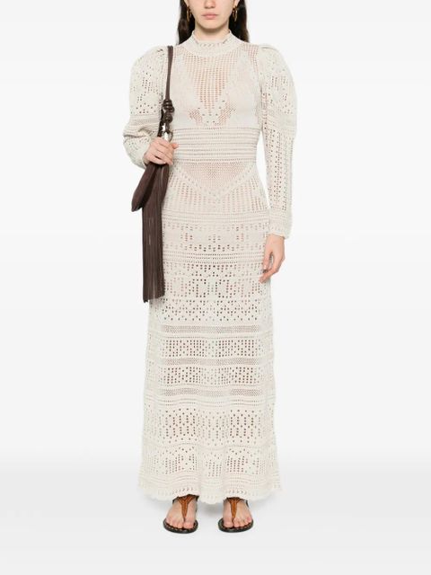ISABEL MARANT Dione long-sleeve knitted dress - Neutrals