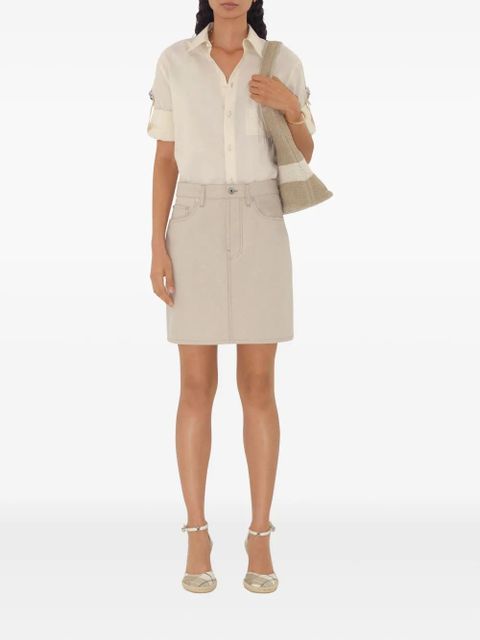 Burberry logo-embroidered silk shirt - White