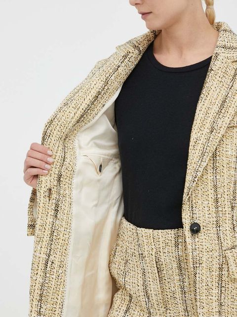 Day Birger et Mikkelsen marynarka kolor beżowy jednorzędowa wzorzysta