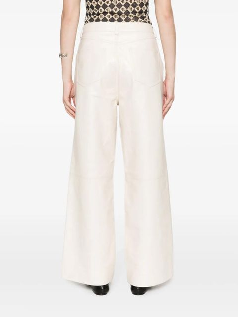 Nanushka Vidia straight-leg leather trousers - Neutrals