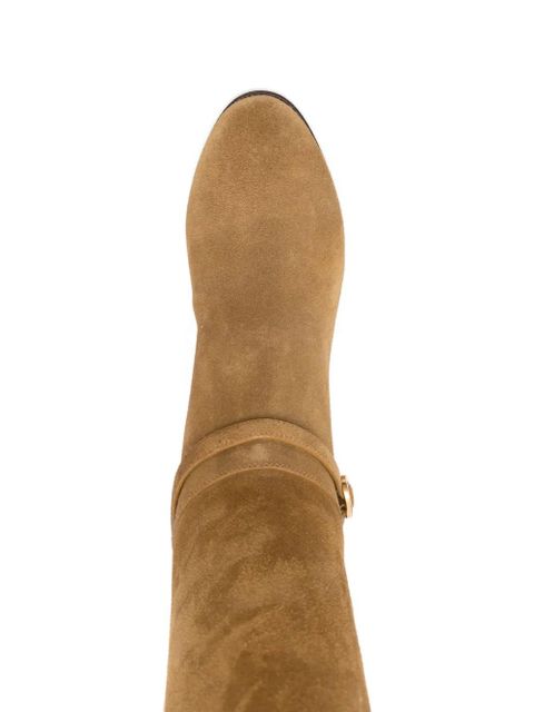 Valentino Garavani buckle-strap suede boots - Brown