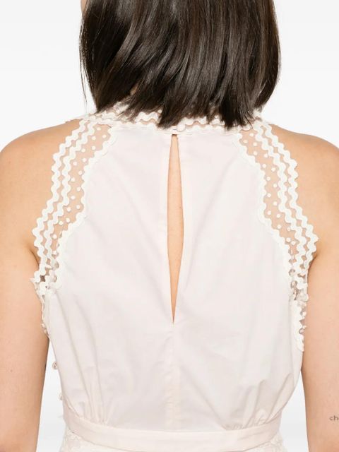 SANDRO Bruna lace-trim cropped top - Pink