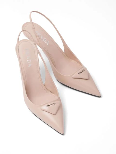 Prada 75mm brushed leather slingback pumps - Neutrals
