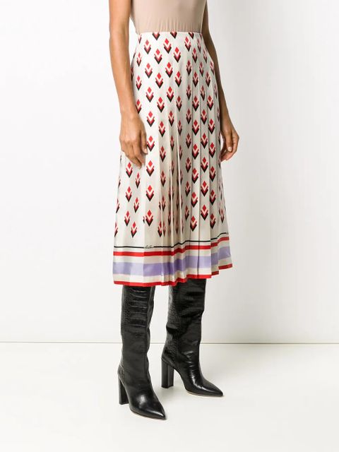 Valentino Garavani pleated graphic-print skirt - Neutrals - zdjęcie produktu nr 2