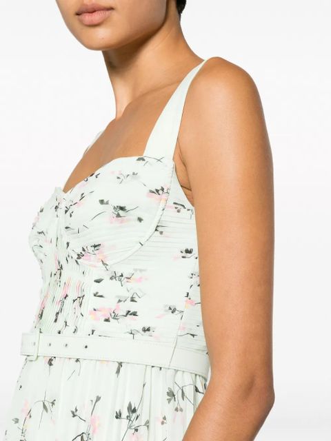 Self-Portrait floral chiffon minidress - Green