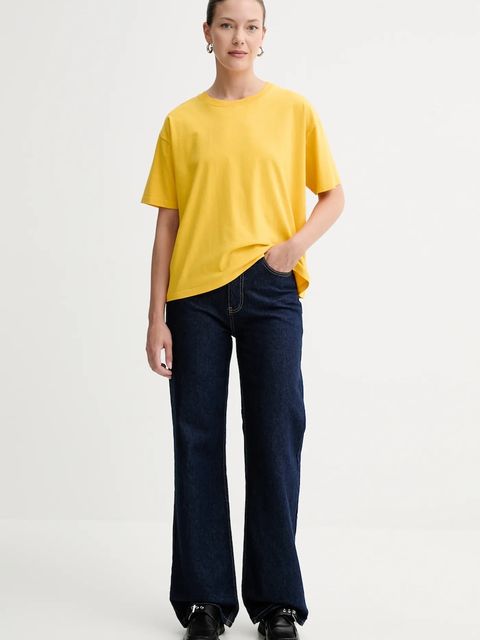 American Vintage t-shirt bawełniany damski kolor żółty FIZ02A