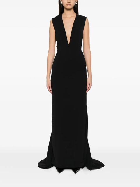 Solace London Althea plunging V-neck sleeveless maxi dress - Black