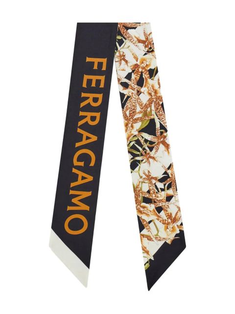 Ferragamo Gaia-print silk scarf - Black - zdjęcie produktu nr 1