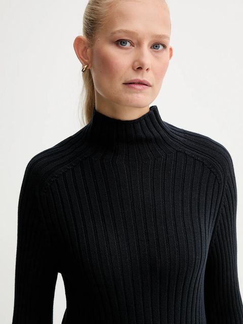 Marc O'Polo sweter bawełniany damski kolor granatowy z półgolfem 509605960173