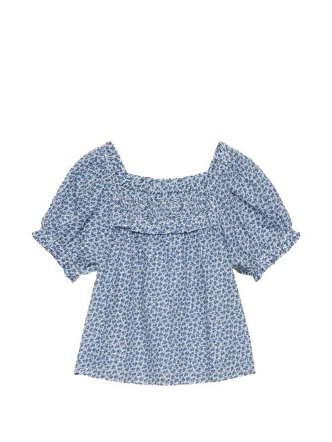 DÔEN Frances floral-print smocked blouse - Blue - zdjęcie produktu nr 1