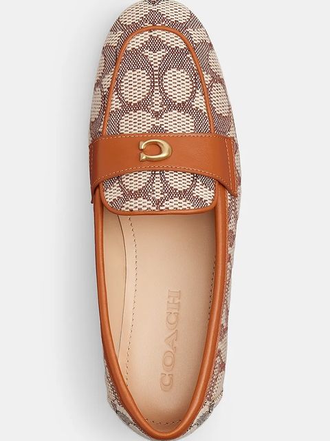 Coach mokasyny Sculpted C Jacquard damskie kolor brązowy na płaskim obcasie CCD68