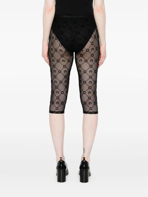 Marine Serre moon-embellished mesh shorts - Black