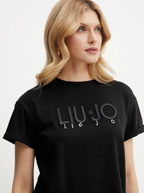Liu Jo t-shirt bawełniany damski kolor czarny WA5007.JS923