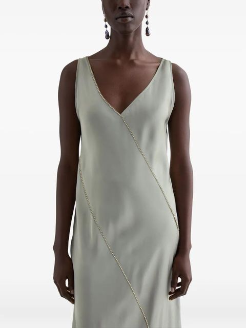 Jil Sander crystal V-neck dress - Neutrals - zdjęcie produktu nr 2