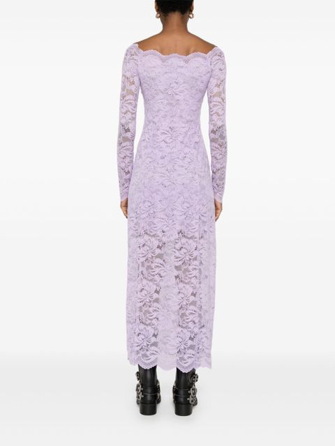 Rabanne Bardot-neckline lace maxi dress - Purple