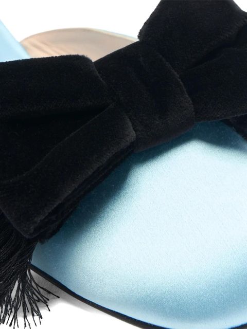 Valentino Garavani Reinette bow-detail satin mules - Blue