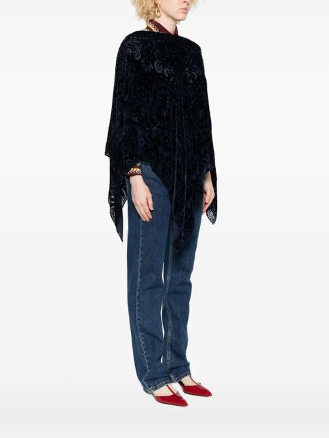 ETRO paisley-velvet poncho - Blue