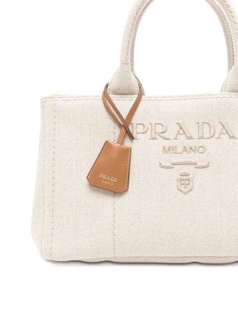 Prada embossed-logo shoulder bag - Neutrals
