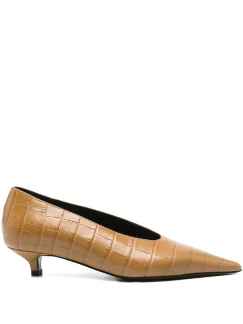 TOTEME 20mm croc-embossed pointed-toe pumps - Neutrals - zdjęcie produktu nr 1