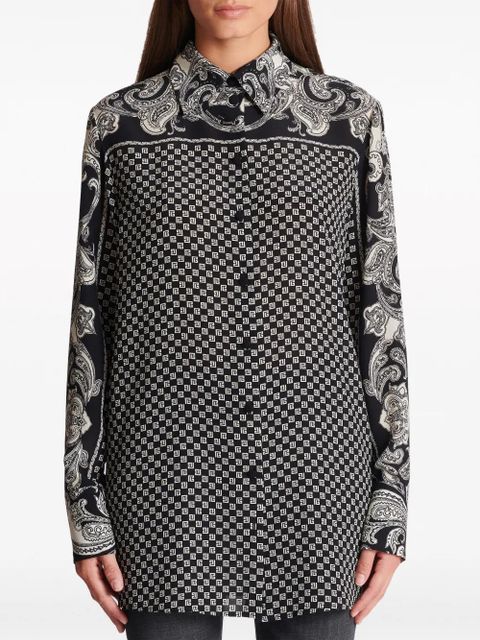 Balmain paisley-print silk shirt - Black