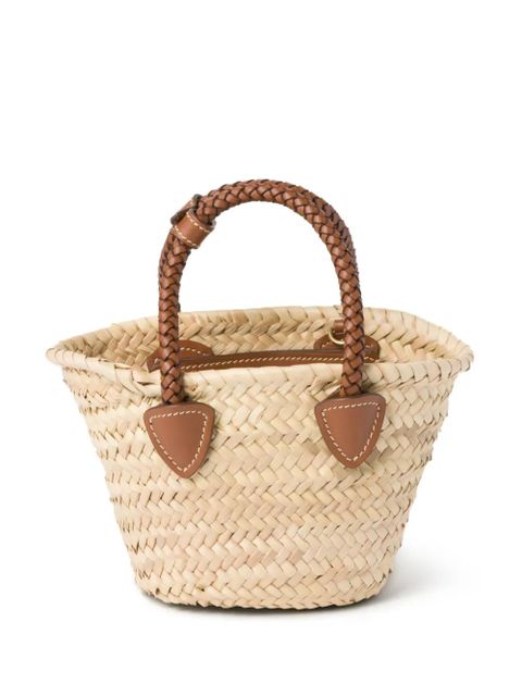 Miu Miu logo-appliqué woven tote bag - Neutrals - zdjęcie produktu nr 2